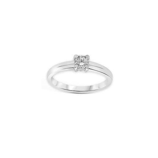 Alfieri & St John Anello Solitario Diamante 0,40 ct | Oro Bianco 18 kt | G VS