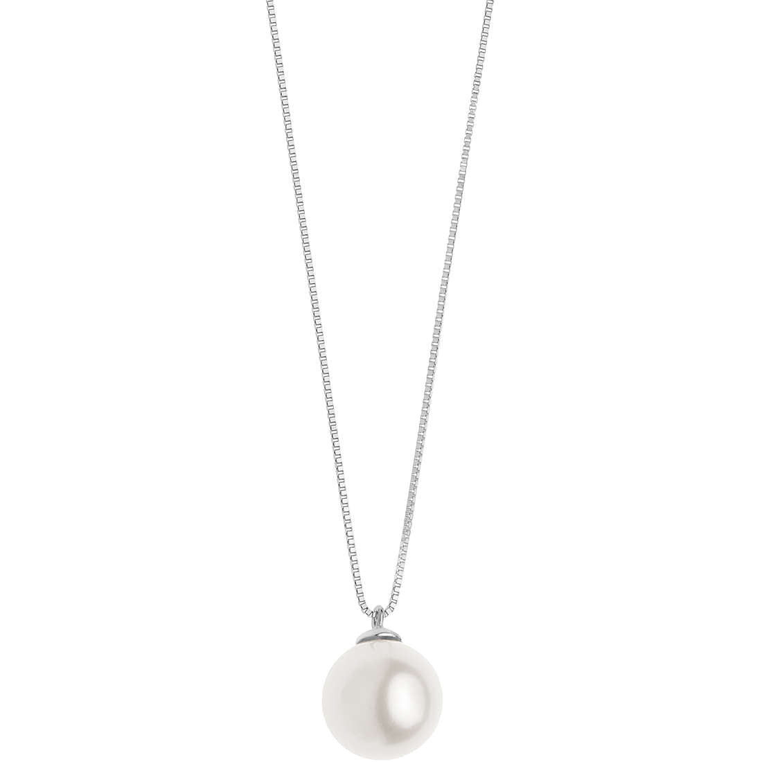 Comete Collana Donna Perla Coltivata 6,5-7 mm | Oro Bianco 750‰ | 42 cm