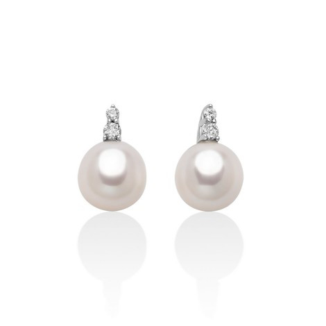 Orecchini Miluna in Oro Bianco 18Kt con Perle