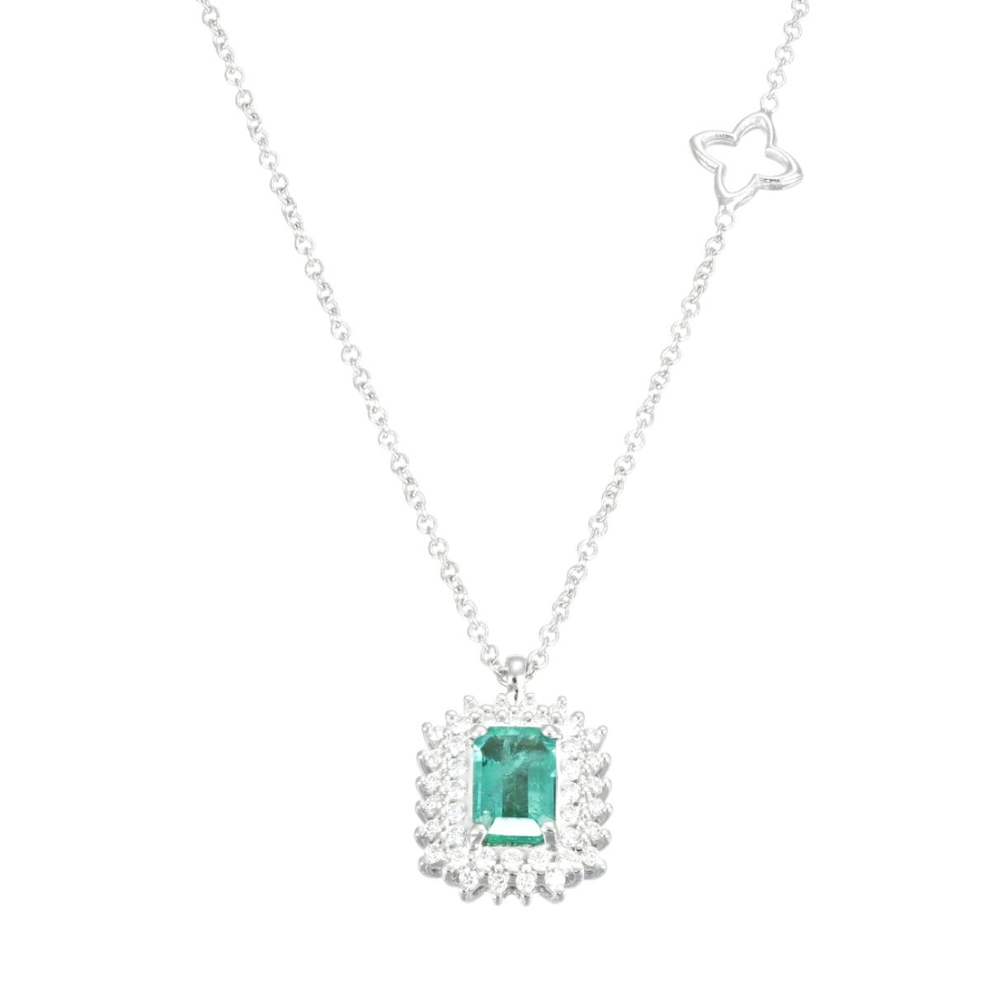 Recarlo Collana Donna Smeraldo 0,51 ct | Oro Bianco 18 kt | Diamanti 0,17 ct