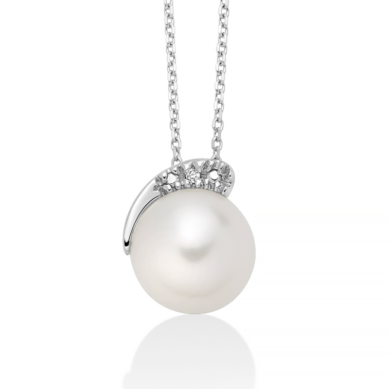 Girocollo Miluna in Oro Bianco 18Kt con Perla e Diamante PCL6554
