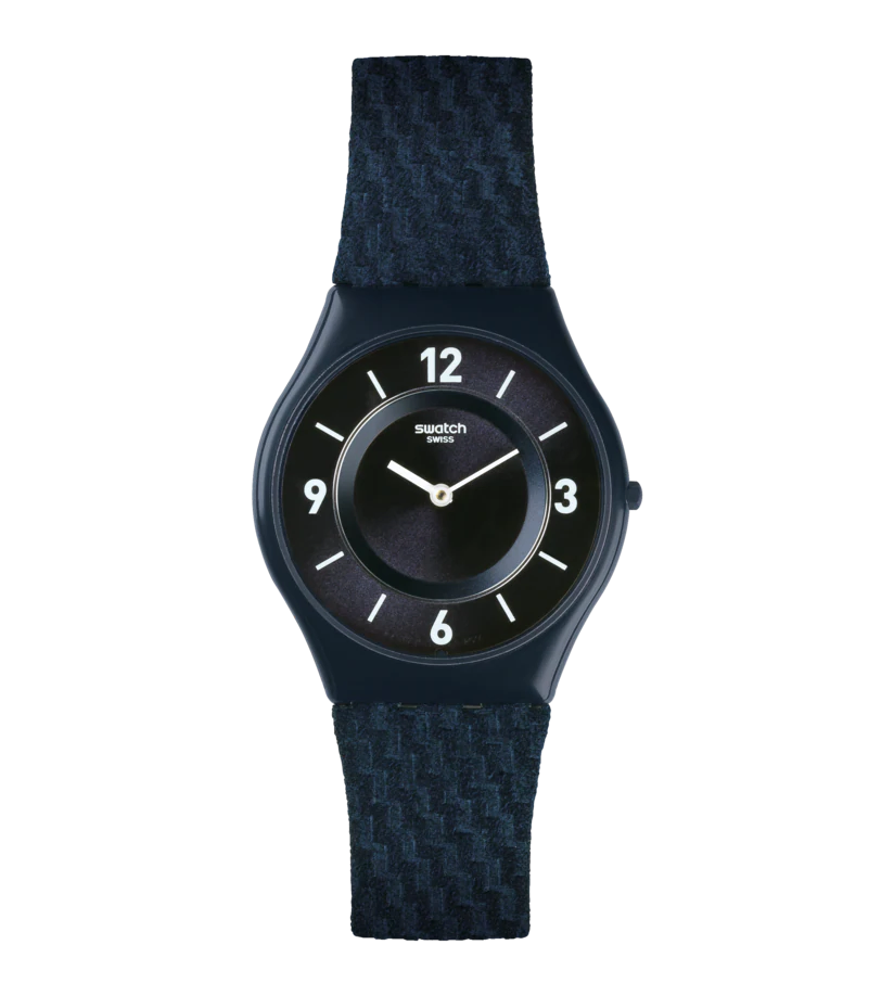 Swatch Orologio Donna Quadrante Blu Scintillante | Cinturino Tessuto | 30m