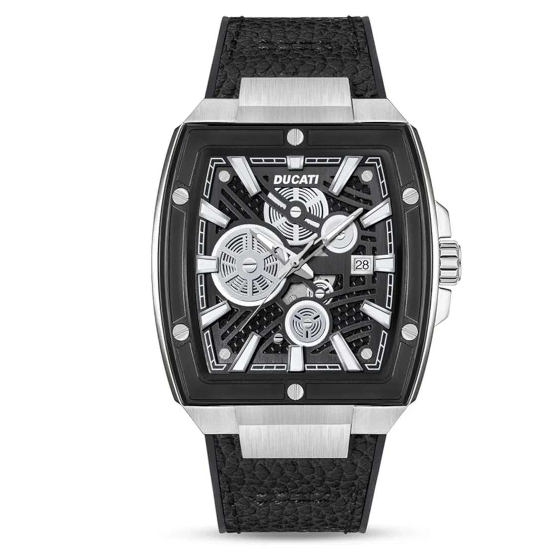 Ducati Orologio Corse Solo Tempo Nero in Acciaio e Pelle