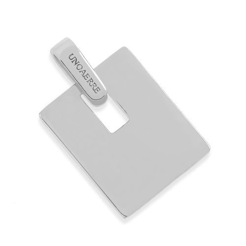 UNOAERRE Ciondolo Uomo Quadrato Moderno | Metallo Argentato | Design Minimalista