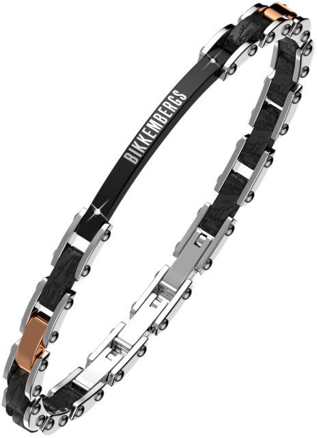 Bikkembergs | Bracciale Uomo | Ebano e Diamanti | Acciaio 316L | 0,02 ct