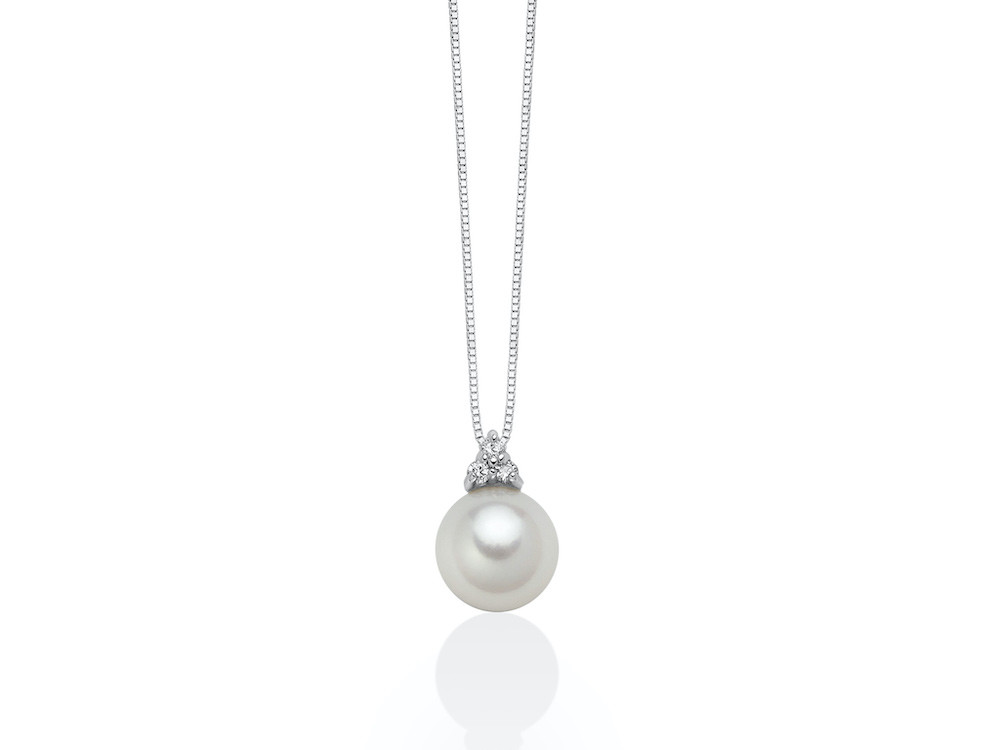Collana Miluna Oro 18K con Perla e 3 Diamanti