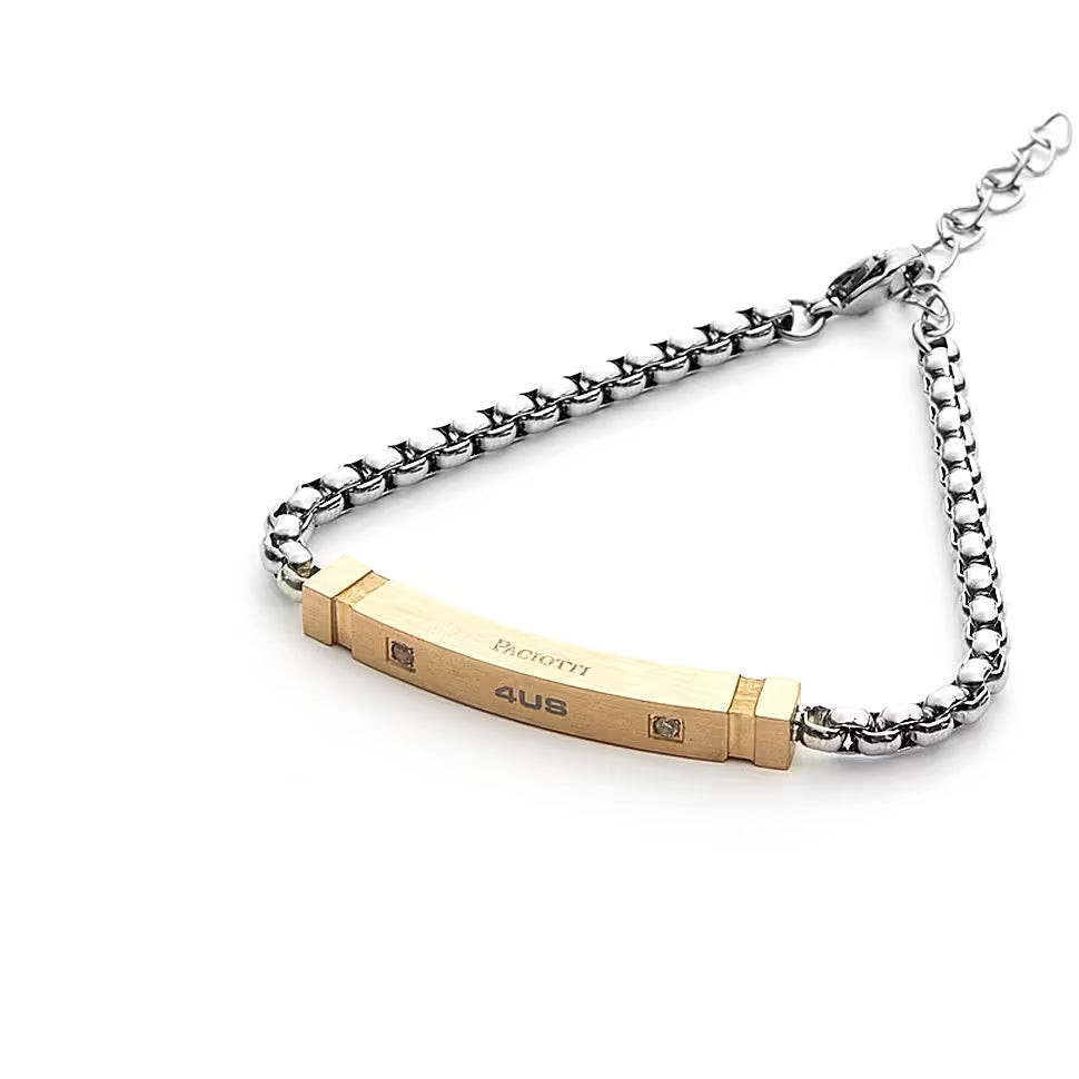 Paciotti Bracciale Uomo Tubolar Rose Gold | Acciaio e Zirconi | 22 cm