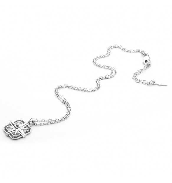 Cesare Paciotti Collana Uomo Rosa dei Venti | Argento 925 | Zirconi Neri