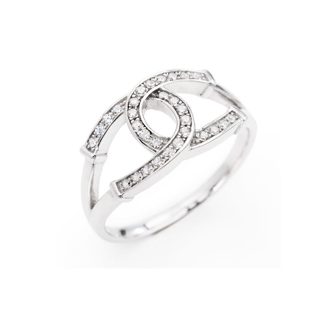 Amen Anello Ferro di Cavallo Donna | Argento 925 | Zirconi Bianchi