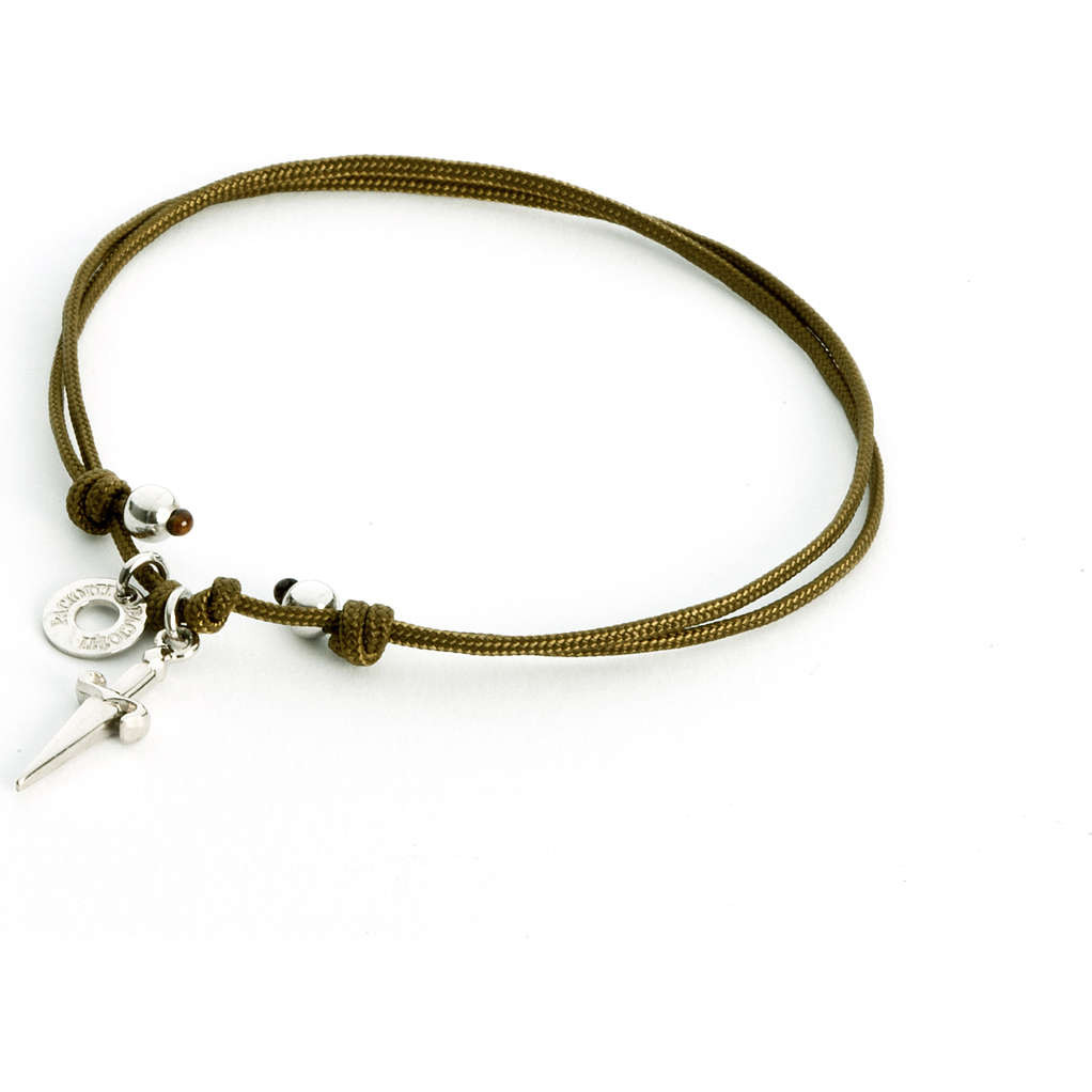 Paciotti Bracciale Uomo Circle Crop | Argento | Cordino Verde Salvia