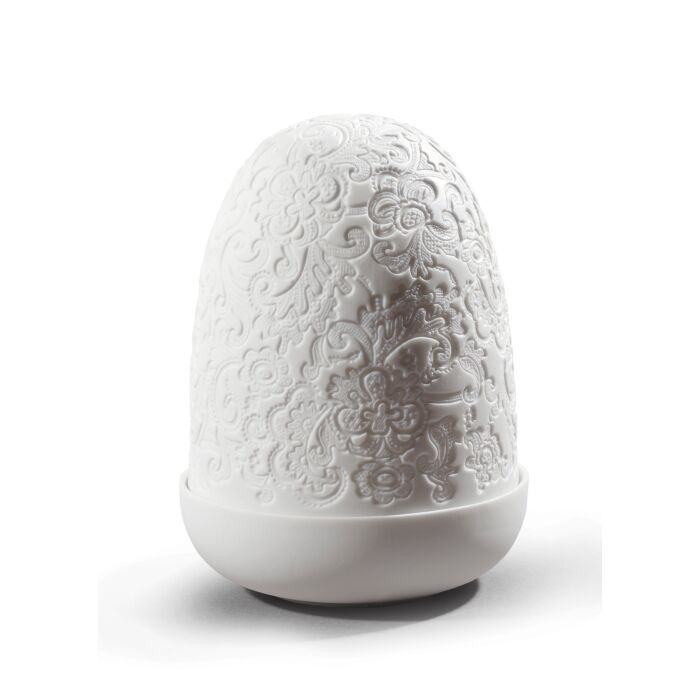 Lladrò Lampada Cupola Arabeschi | Porcellana Bianca Opaca | LED Ricaricabile