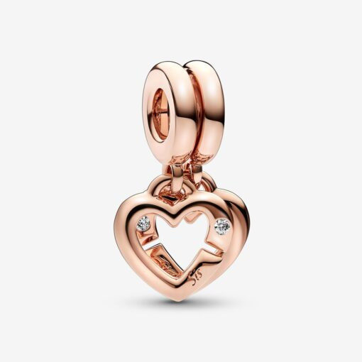 Pandora | Charm pendente | Sorelle cuori separabili | oro rosa 14k | Zirconia