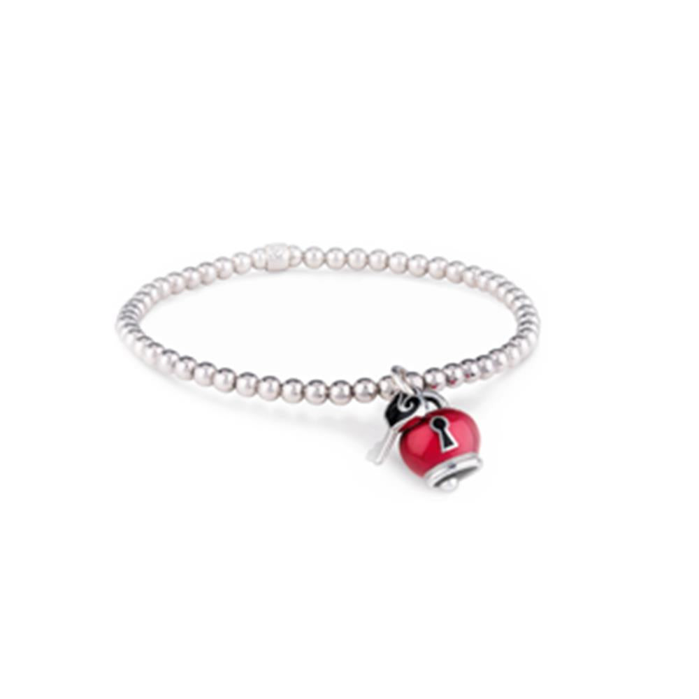 Chantecler Bracciale Donna Elastico Campanelle & Lucchetto | Argento | Smalto