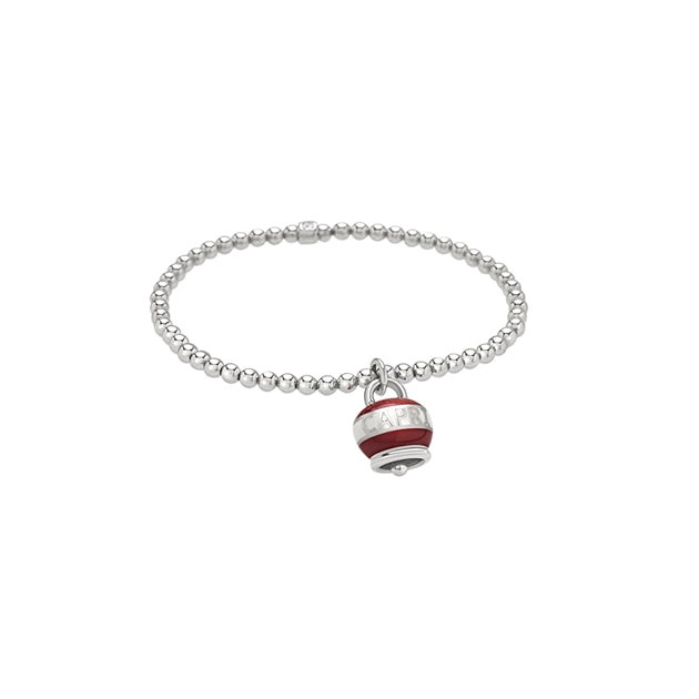 Chantecler Bracciale Donna Elastico Campanella | Argento e Smalto | Rosso-Bianco