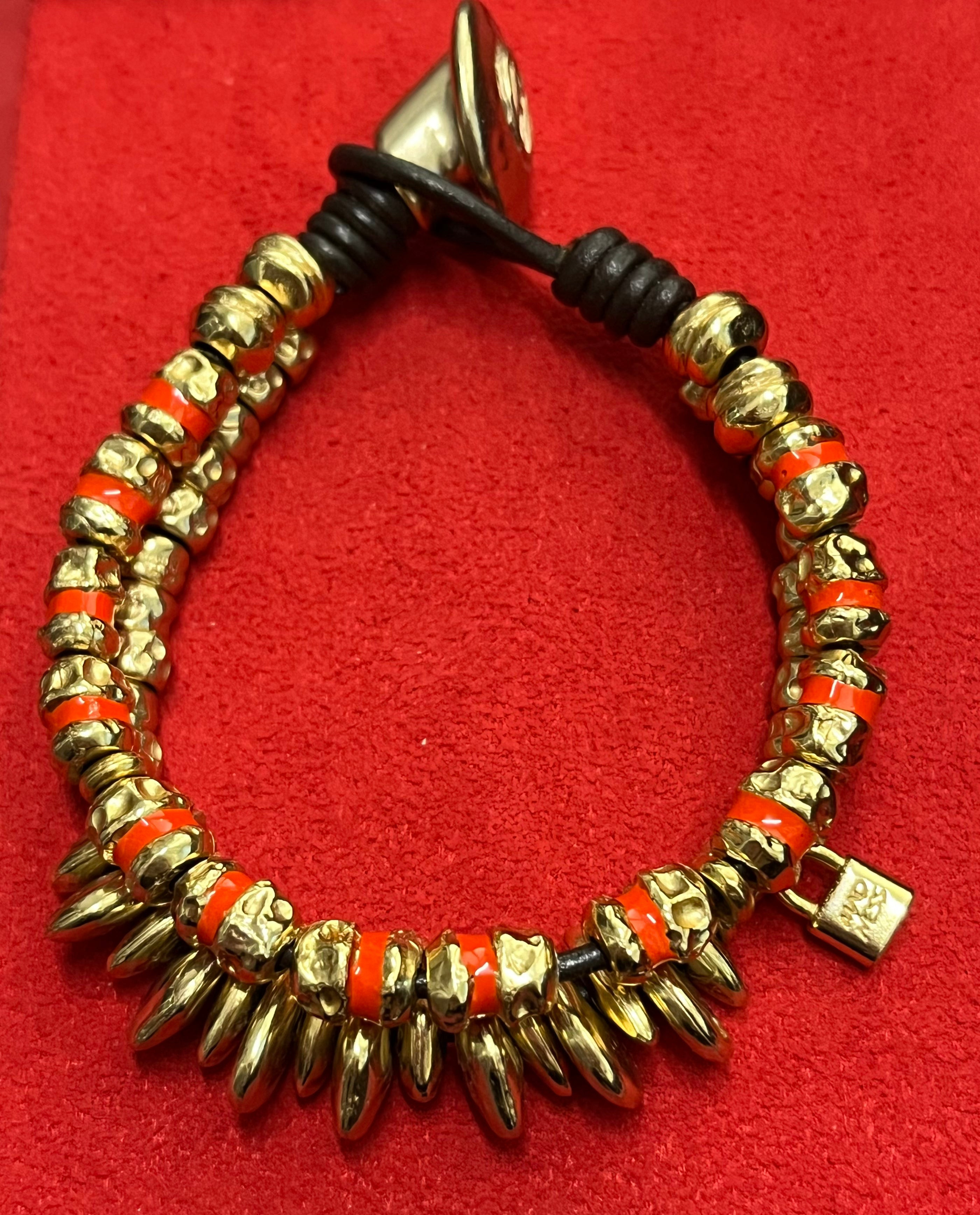 Madness Bracciale Donna Doppio Filo | Argento Dorato 925 | Dettagli Rossi