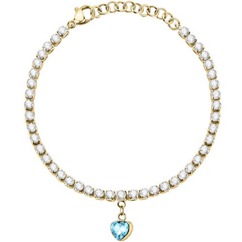 La Petite Story Bracciale Donna Tennis Dorato | Acciaio | Cuore Azzurro