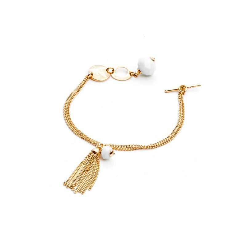 Bracciale Cesare Paciotti 4US Donna in Acciaio Dorato e Agata Bianca