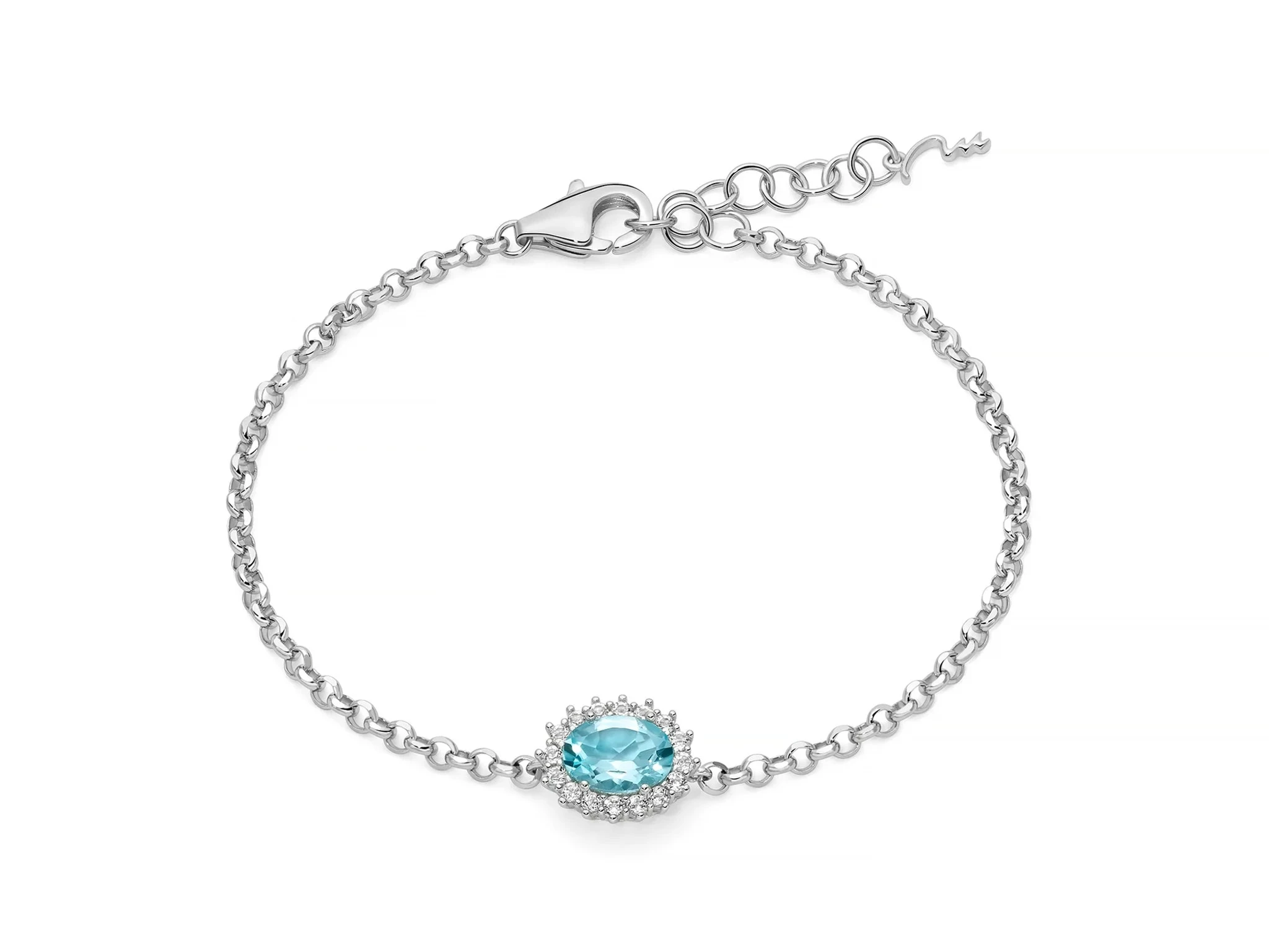 Miluna | Bracciale Donna | Topazio azzurro ovale | Argento 925 | Topazi bianchi