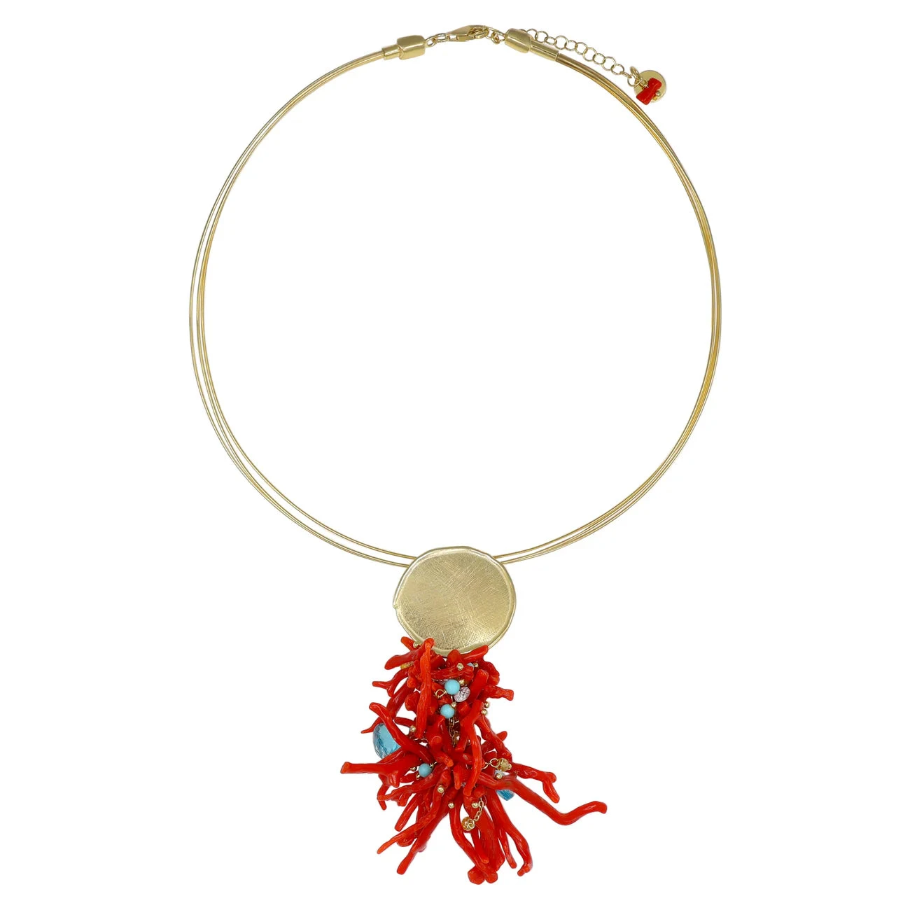 NIVY Collana Rigida Coralia in Argento 925 con Rami di Corallo