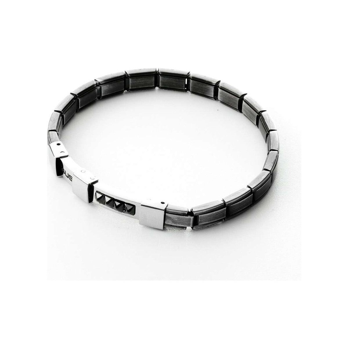 Cesare Paciotti 4US Bracciale Uomo Zirconi Neri | Acciaio Inossidabile | 22 cm