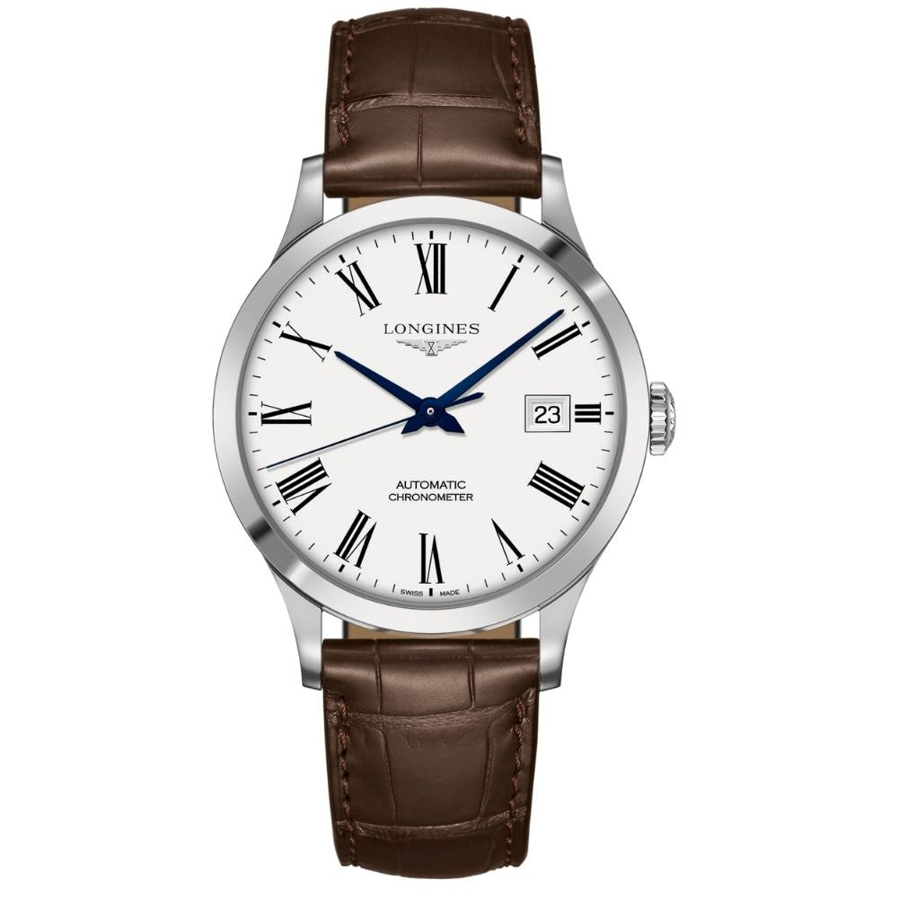 Longines Orologio Uomo Record Collection | Acciaio Inox | Pelle Marrone