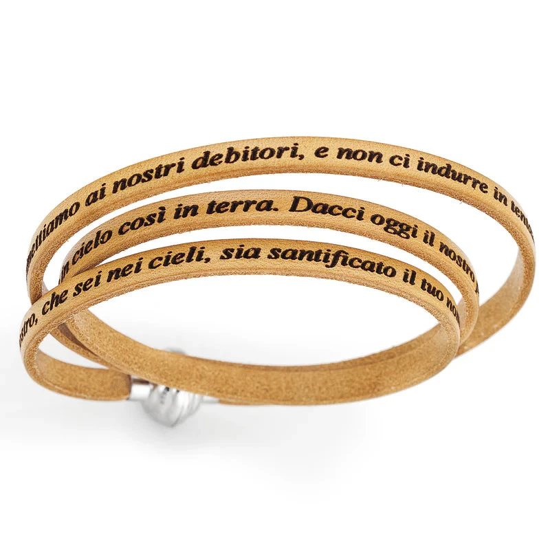 Amen | Bracciale Donna | Preghiera Padre Nostro | Pelle vegetale | Magnetica