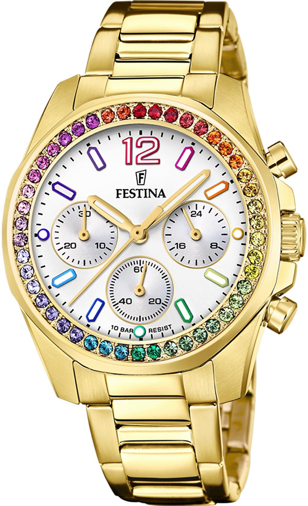 Orologio Festina Rainbow donna cronografo in acciaio dorato
