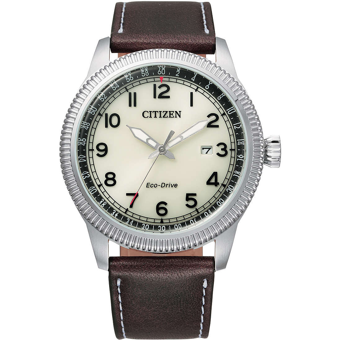 Citizen Orologio Uomo Eco Drive | Cassa Acciaio 42mm | Cinturino Pelle Marrone