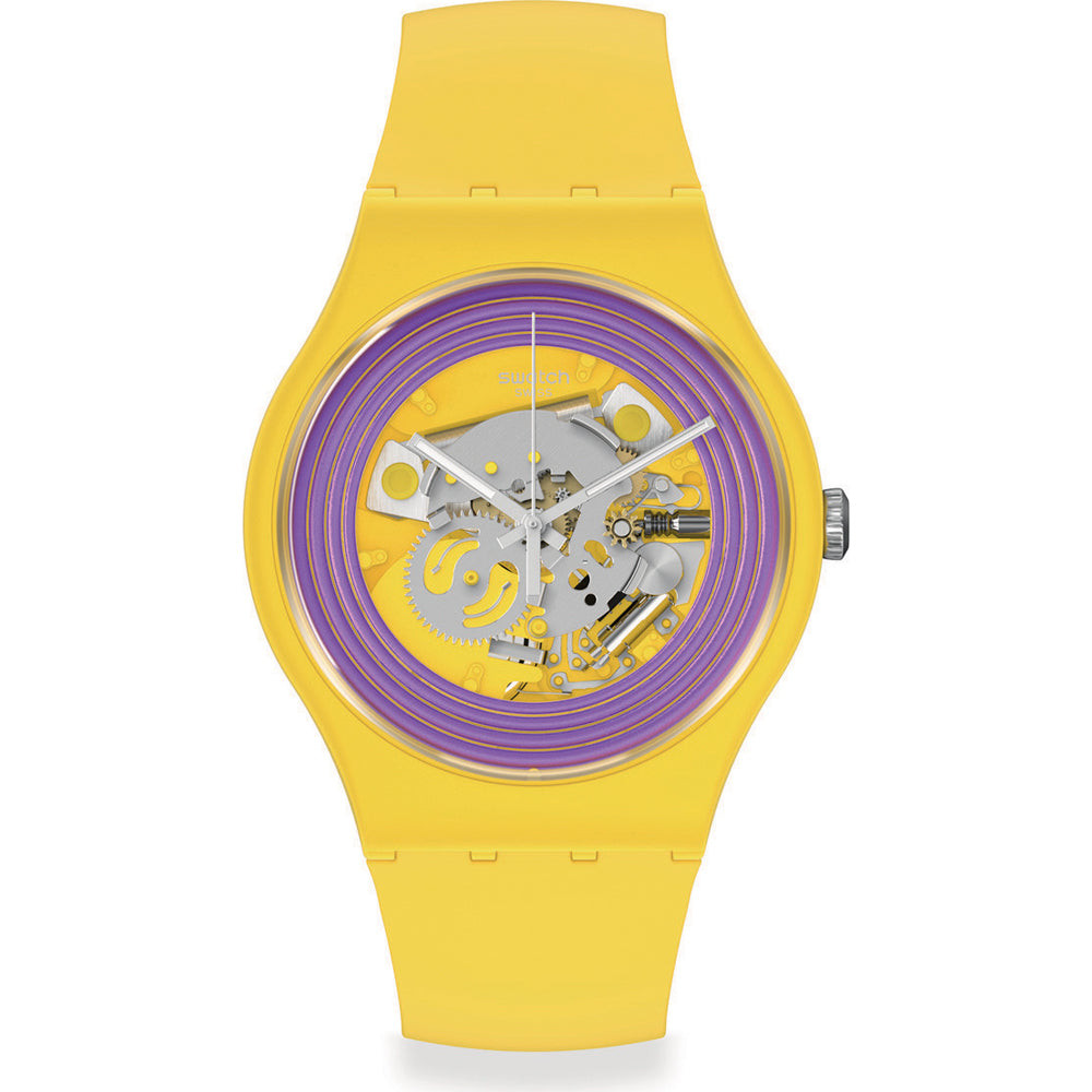 Swatch Orologio Purple Rings Yellow | Silicone Giallo | Vetro Biologico