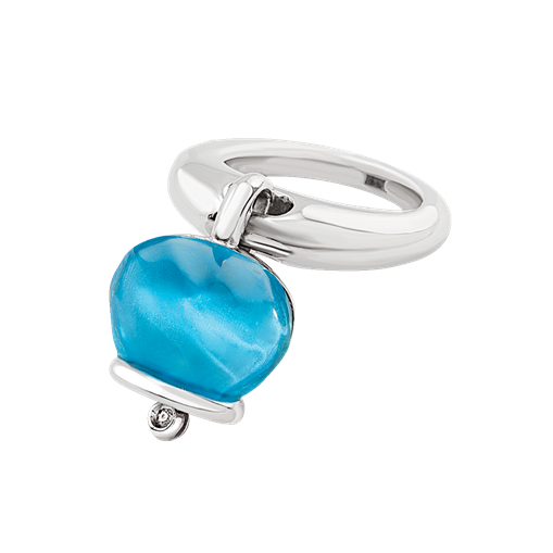 Chantecler | Anello | Campanella resina topazio blu | Argento | Diamante