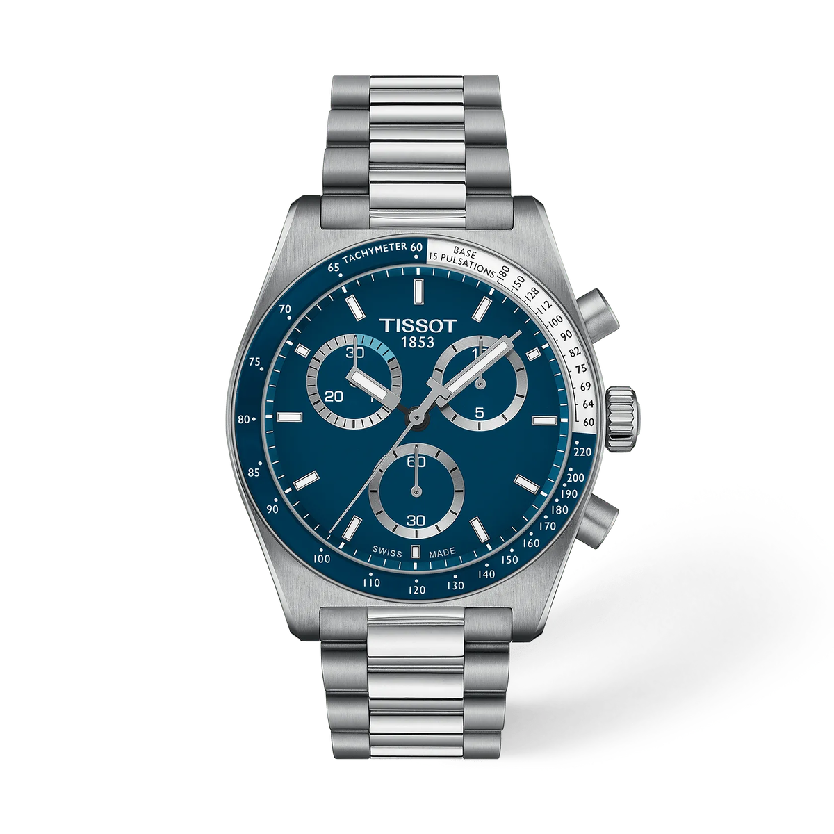 Tissot PR516 Cronografo Quarzo 40 mm con Quadrante Blu e Bracciale in Acciaio