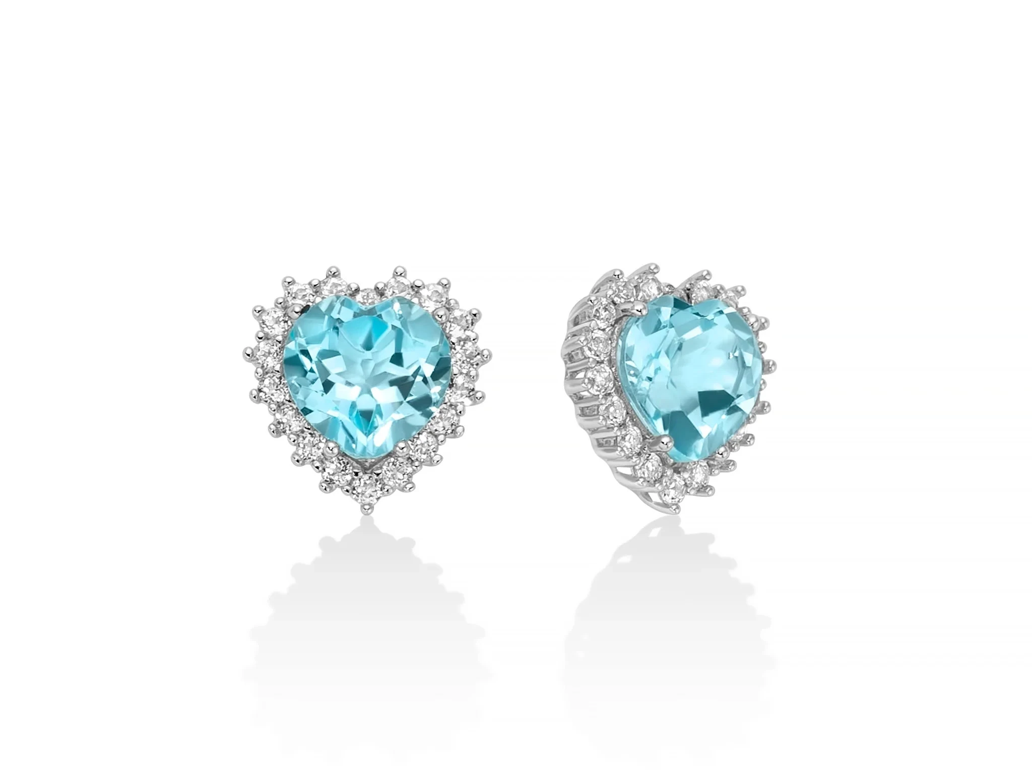 Miluna | Orecchini | Topazio Azzurro Cuore 4,4ct | Argento 925 | Topazi Bianchi
