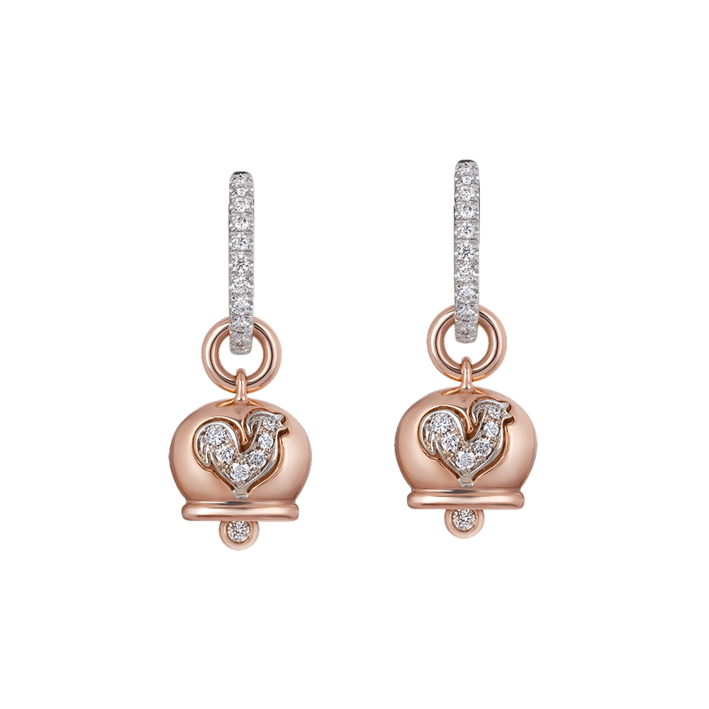 Chantecler | Orecchini | Campanelle | Oro Rosa 18kt | Diamanti pavé