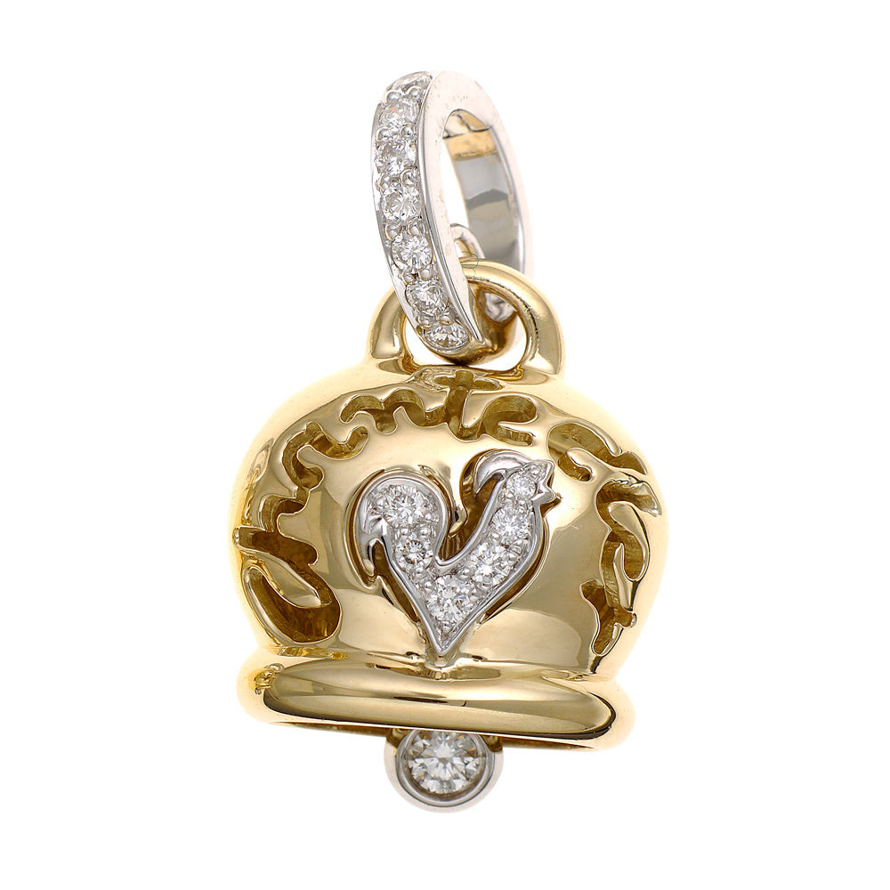 Chantecler Ciondolo Donna Campanelle Gallo Diamanti | Oro Giallo 18Kt | 0,21 Ct