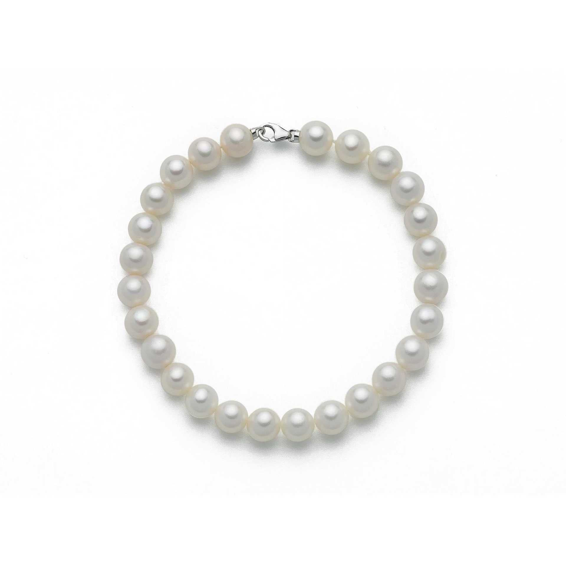 Miluna Bracciale Donna Perle 8,5-9 mm | Oro Bianco 18kt | 19 cm