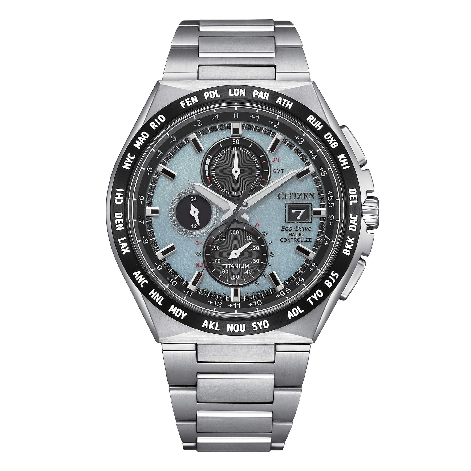 Citizen AT8 Super Titanio Eco Drive Radiocontrollato Ice Blue