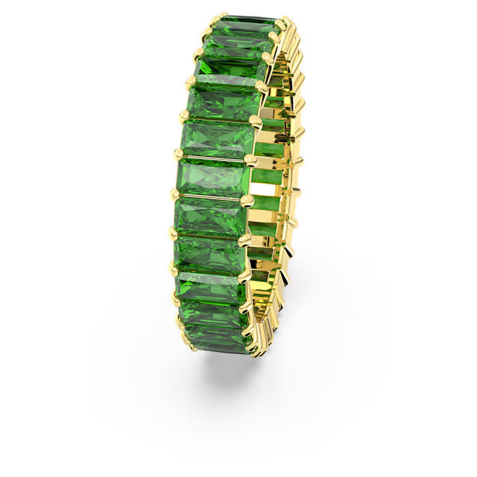 Swarovski Anello Donna Matrix Verde | Cristalli Baguette | Placcato Oro