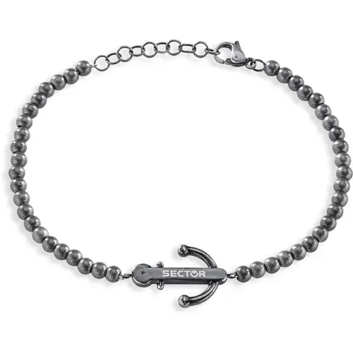 Sector Bracciale Uomo Vintage con Ancora Nautica | Acciaio | Nero
