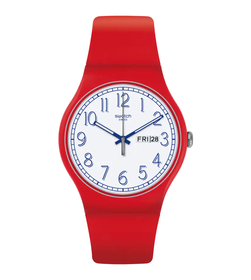 Swatch Orologio Cinturino Rosso | Silicone | Impermeabile 30 m