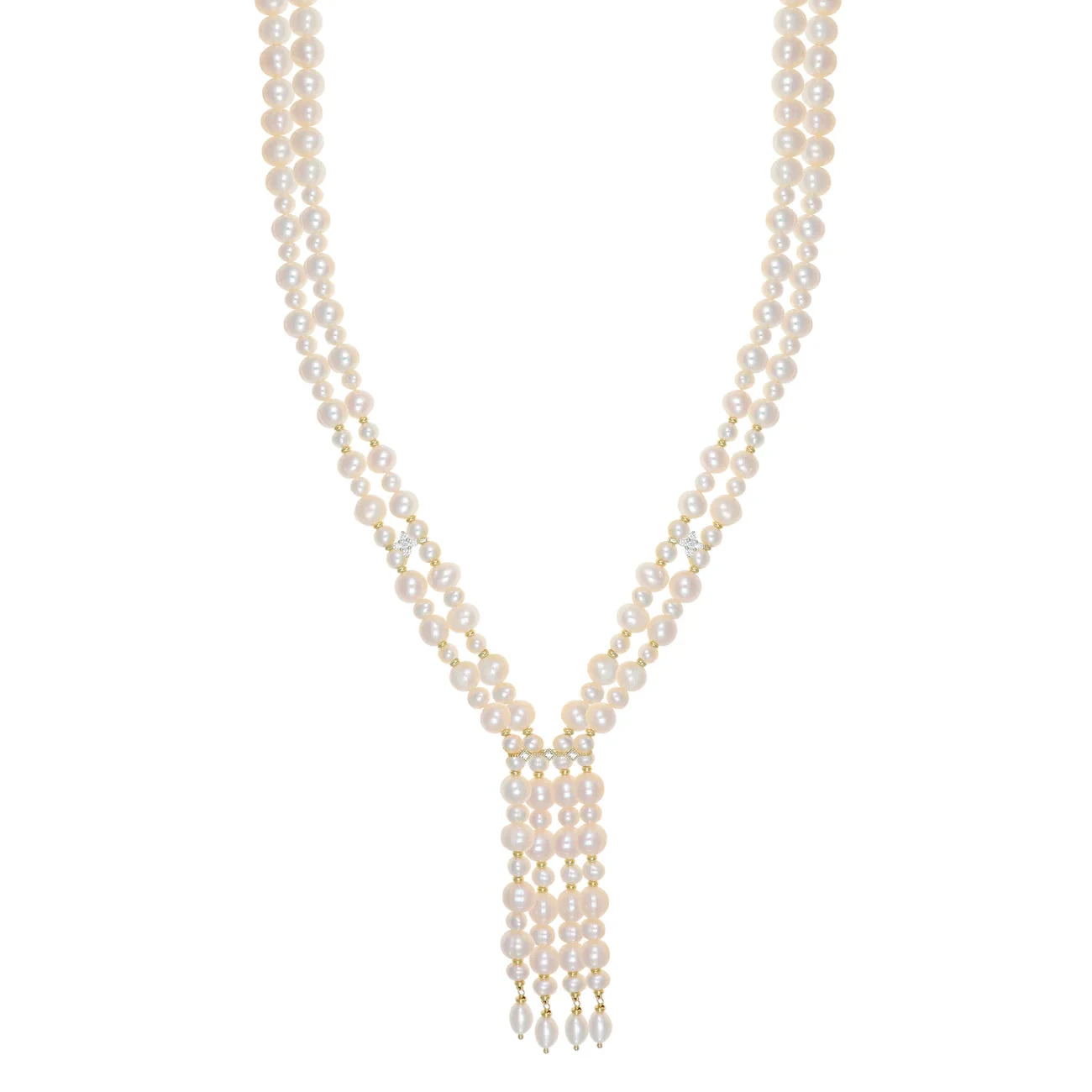 NIVY Collana Nara Multistrato in Argento 925 con Perle e Zirconi