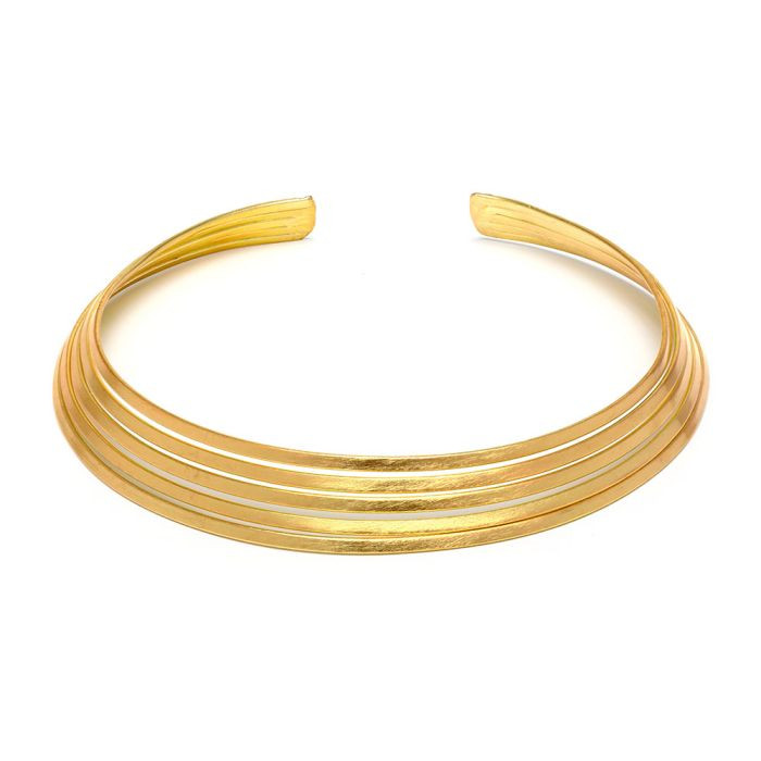 VESTOPAZZO Collana Girocollo 5 Linee | Ottone 100% riciclato | Artigianale