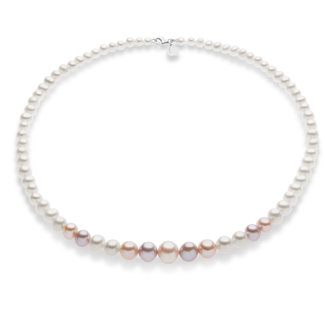 Comete | Collana Girocollo | Perle Multicolor | Oro 18K e Argento | Cuore Arg.