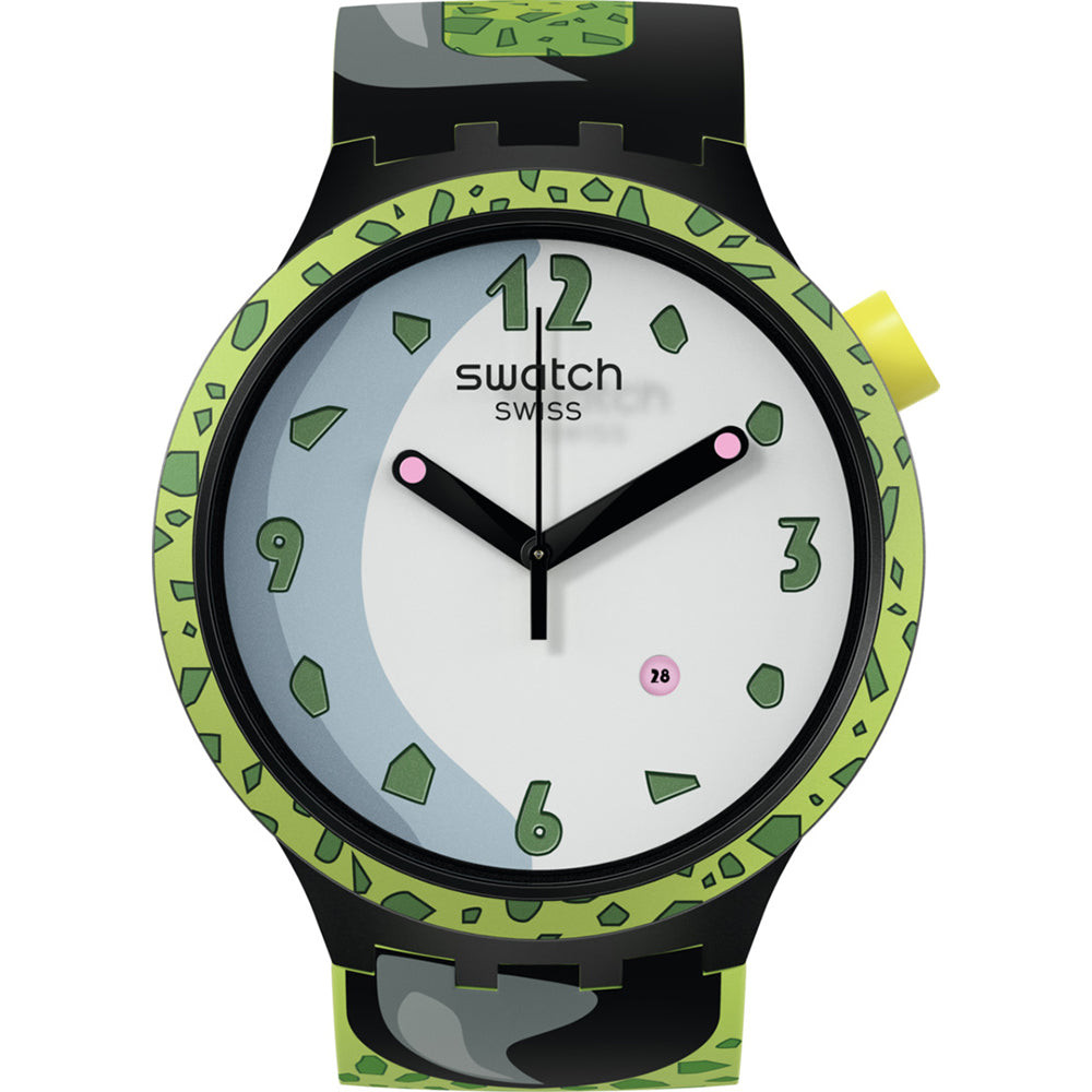 Swatch Orologio Uomo Cell cassa nera | Cinturino verde | Quarzo 30m