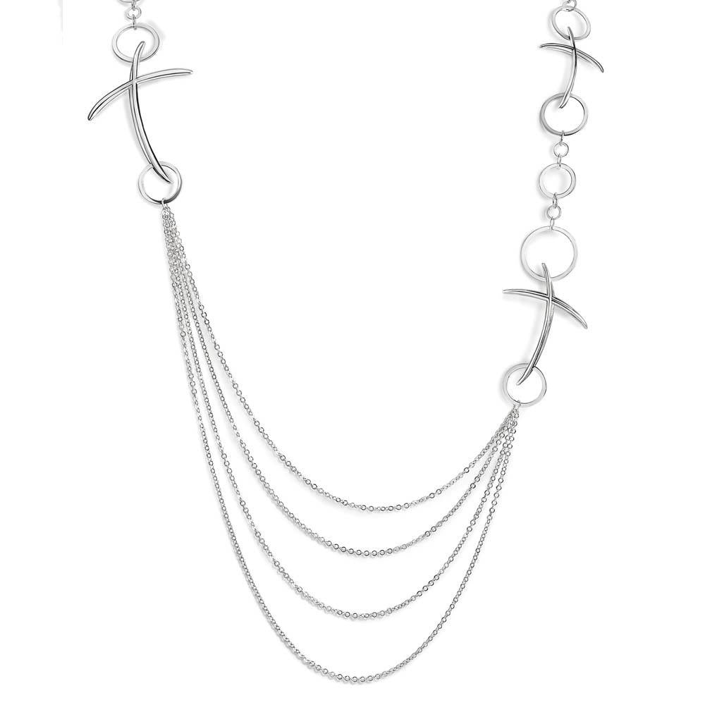 Alfieri & St John Collana Lunga Croci Stilizzate | Argento 925 | Intreccio