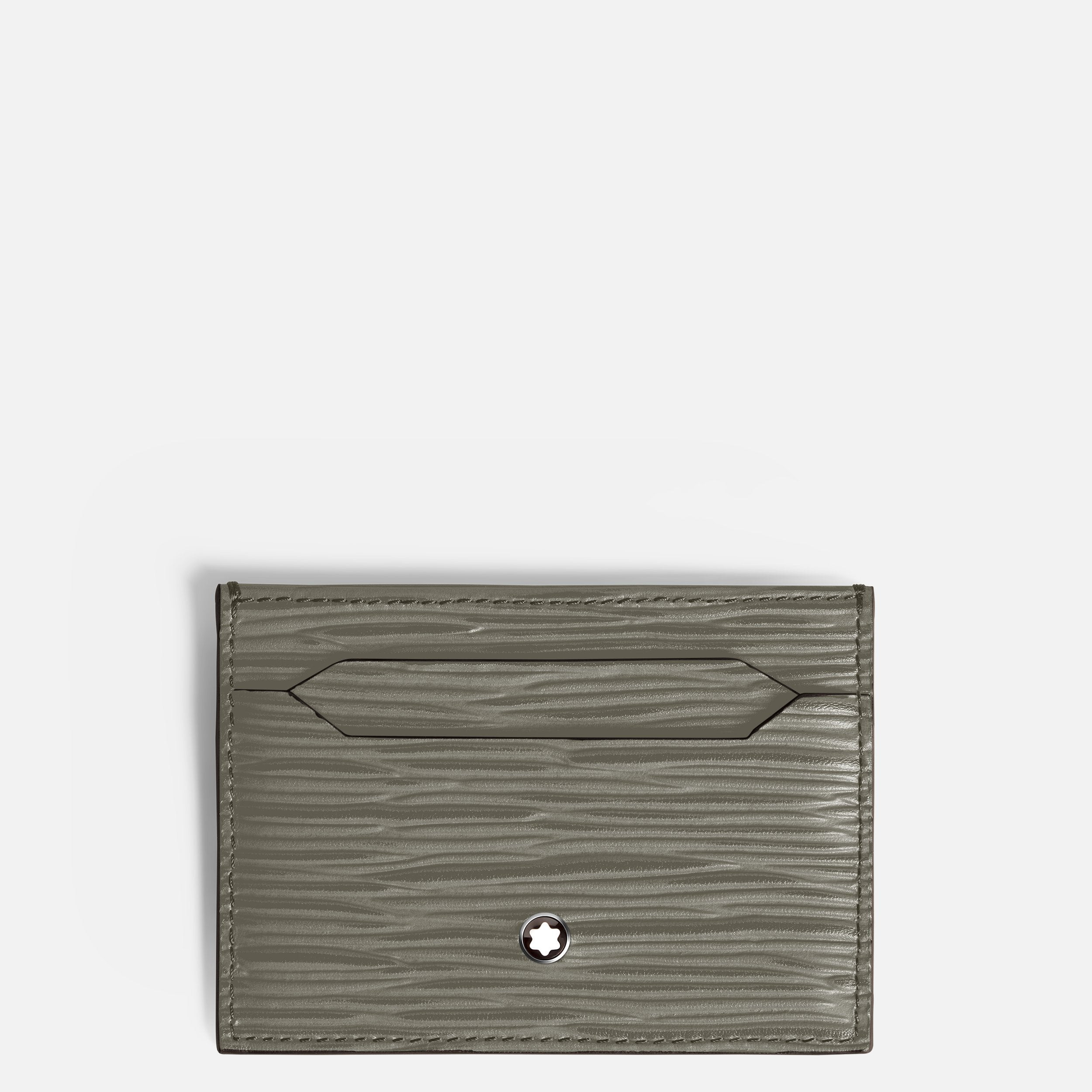 Montblanc Portacarte Uomo 5 scomparti | Pelle effetto corteccia | Grigio Medio