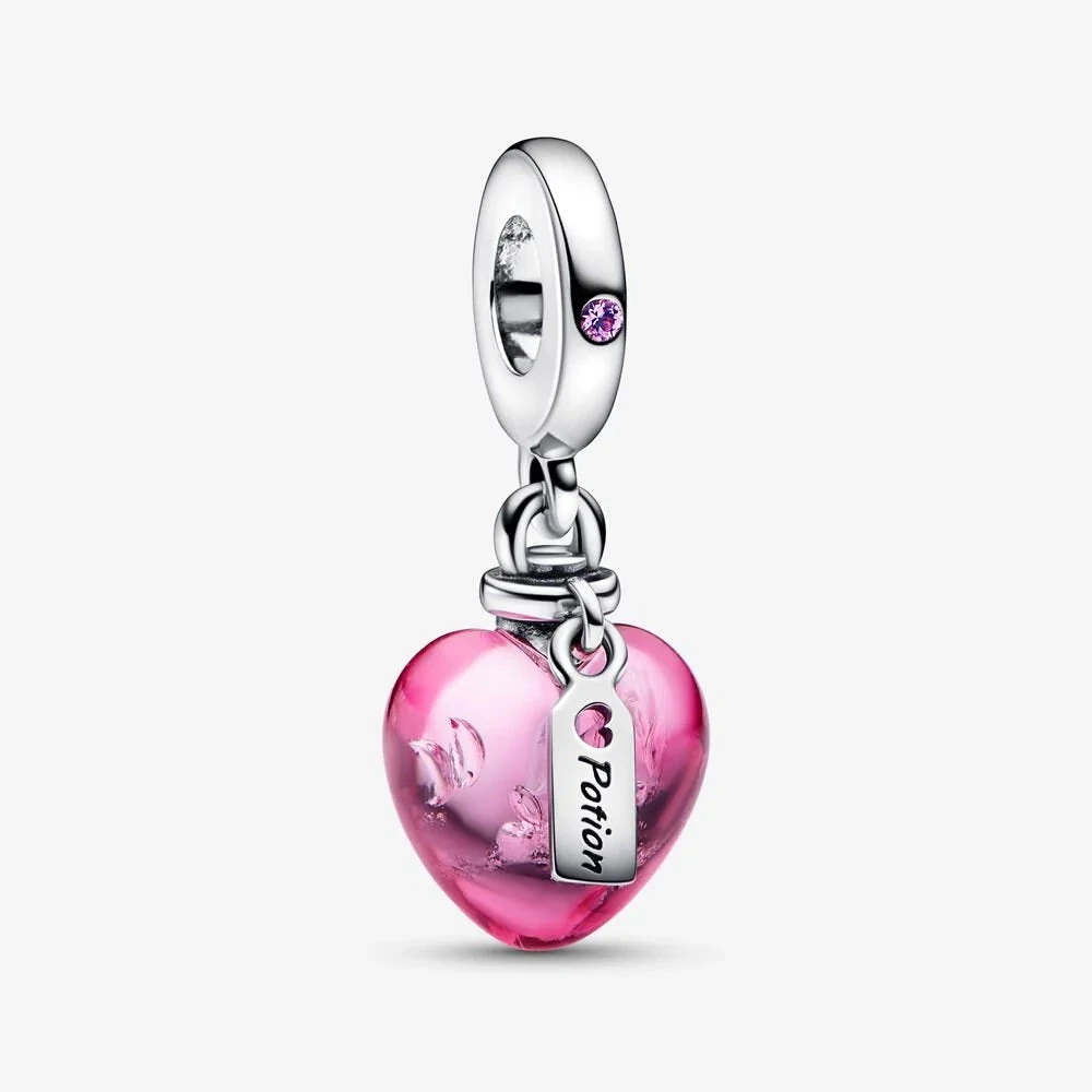 Pandora | Charm | Pozione Amore cuore rosa | Vetro di Murano | Astuccio Pandora