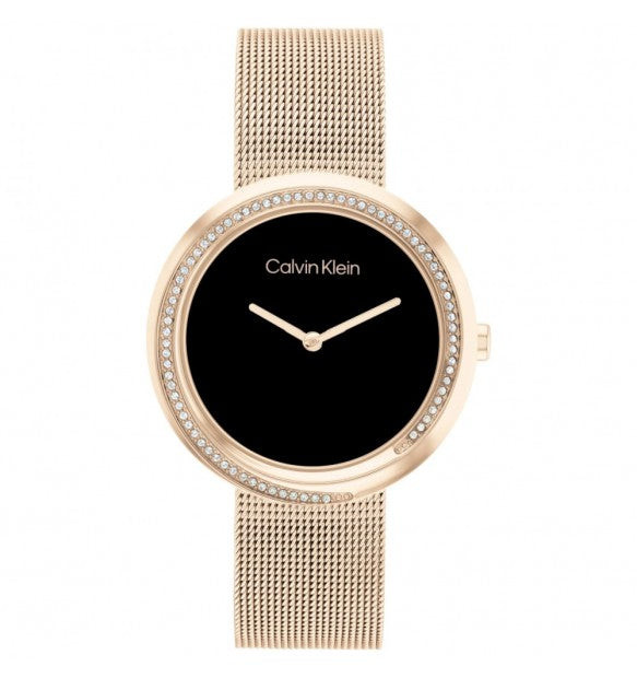 Calvin Klein Orologio Donna Sculptural Twist | Acciaio Oro Rosa | Quadrante Nero