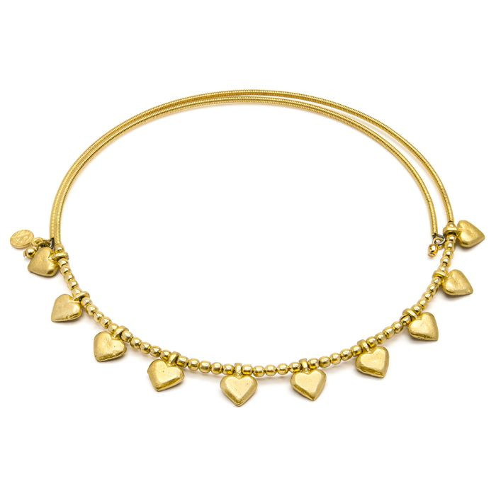 VESTOPAZZO Collana Girocollo Cuori | Ottone 100% Riciclato | Regolabile