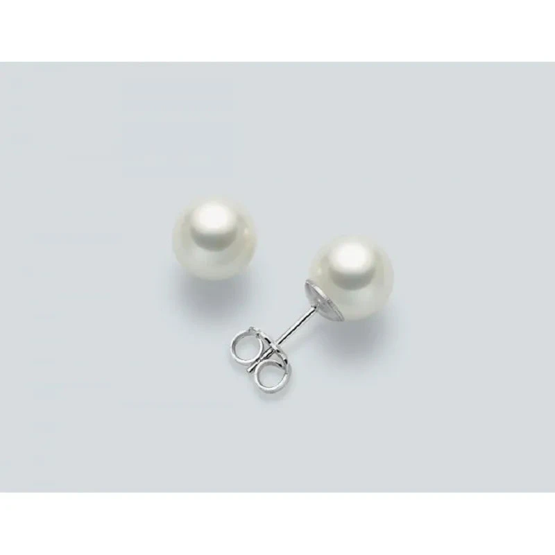 Miluna Orecchini Donna Perle 6,5-7 mm | Oro Bianco 18kt | Perle Gemelle Regina