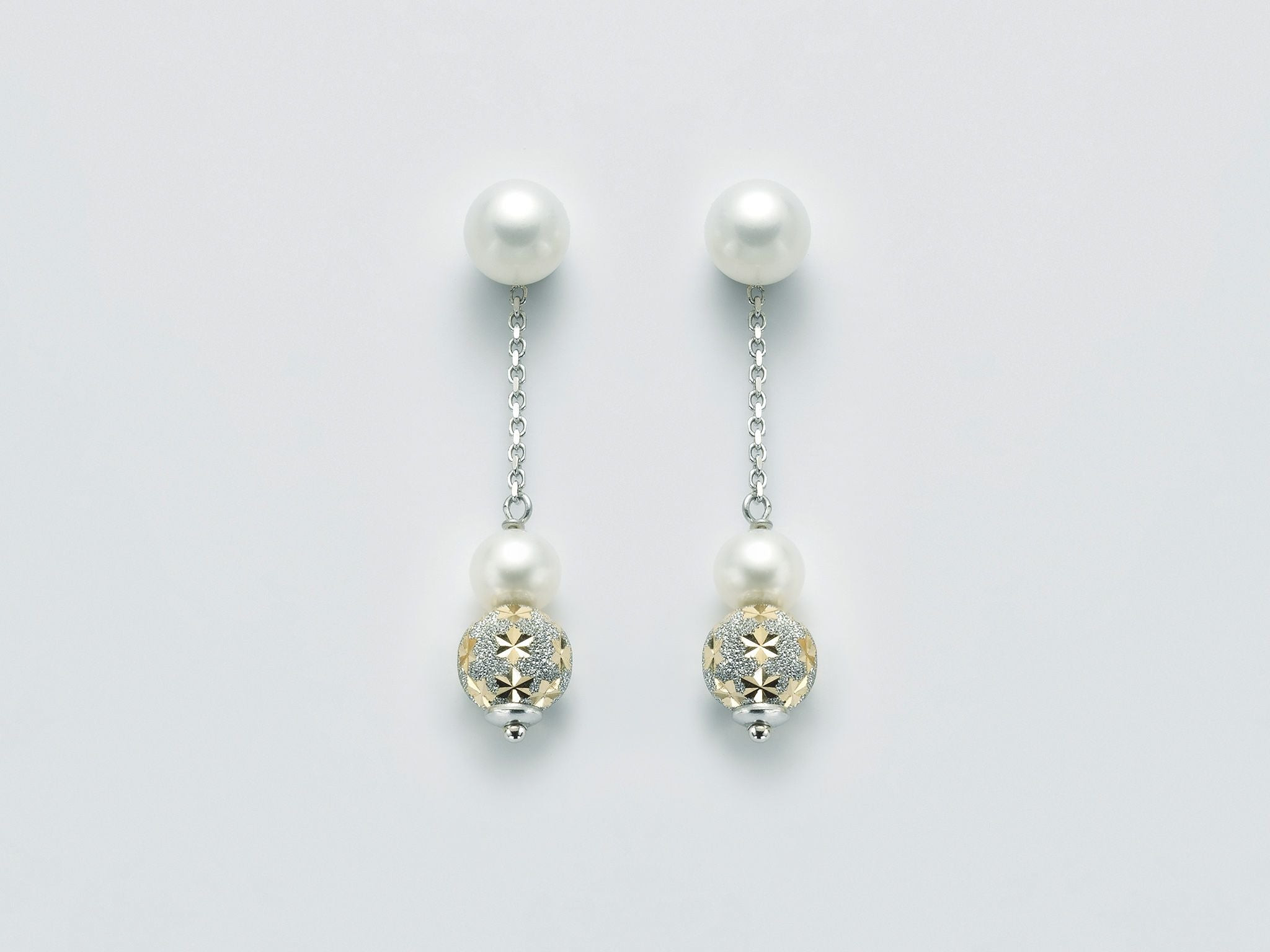 Miluna Orecchini Donna Perle Pendenti | Oro 750 | Catena Rolò Diamantata 2,5cm